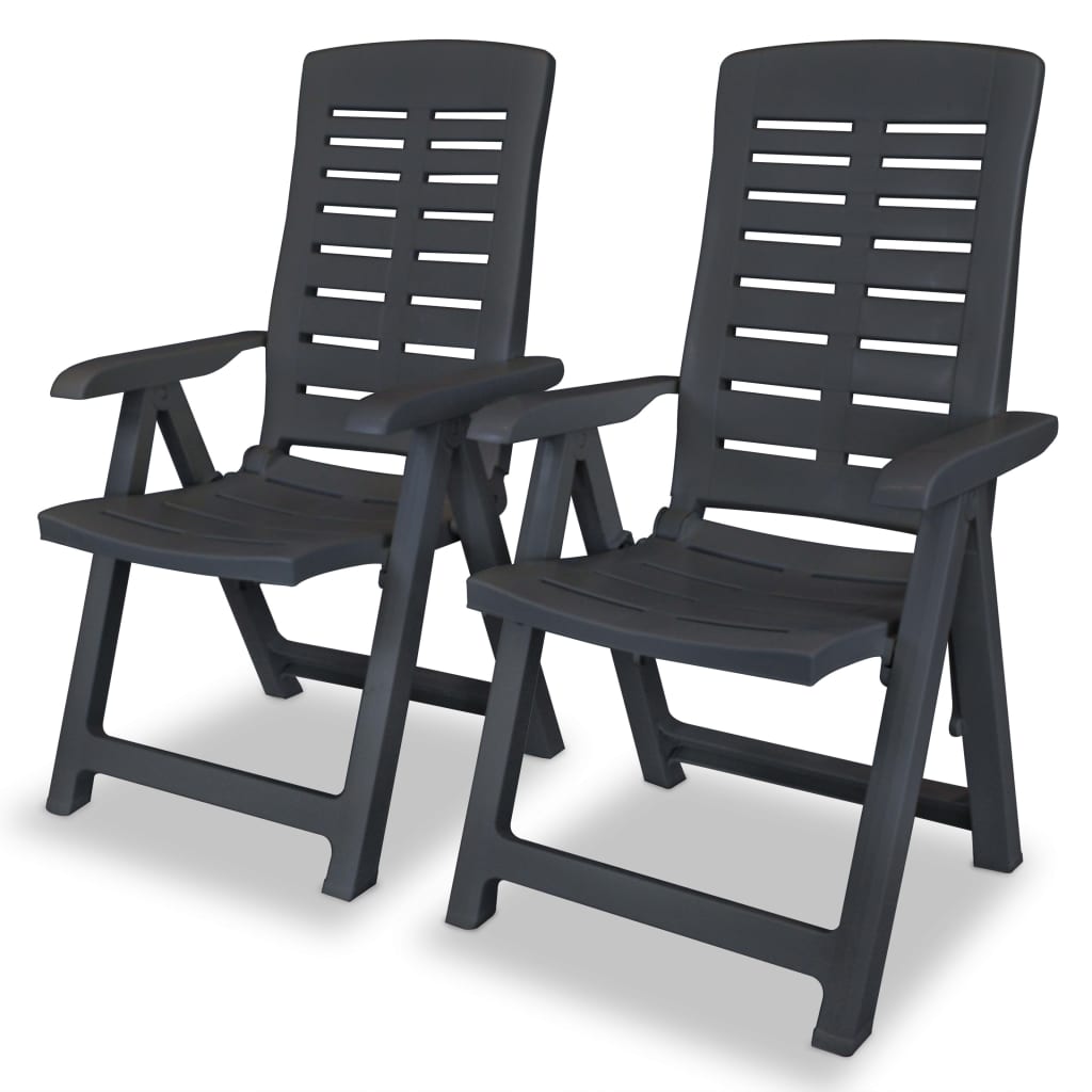 Reclining Garden Chairs 2 pcs Plastic Anthracite- Outdoor Chairs - HomeShopIreland - Home Shop Ireland - Outdoor Chairs - Reclining Garden Chairs 2 pcs Plastic Anthracite