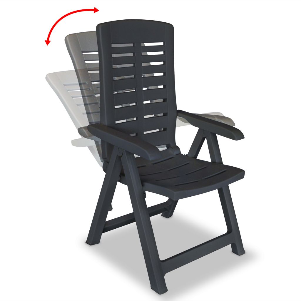 Reclining Garden Chairs 2 pcs Plastic Anthracite- Outdoor Chairs - HomeShopIreland - Home Shop Ireland - Outdoor Chairs - Reclining Garden Chairs 2 pcs Plastic Anthracite