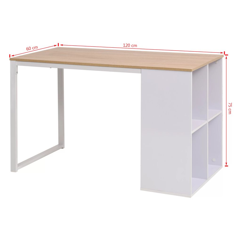 Writing Desk 120x60x75 cm Oak and White- Desks - HomeShopIreland - Home Shop Ireland - Desks - Writing Desk 120x60x75 cm Oak and White