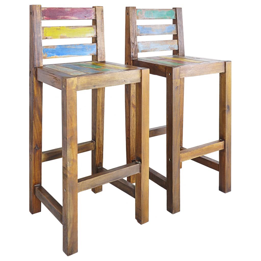 Bar Stools 2 pcs Solid Reclaimed Wood- Table & Bar Stools - HomeShopIreland - Home Shop Ireland - Table & Bar Stools - Bar Stools 2 pcs Solid Reclaimed Wood