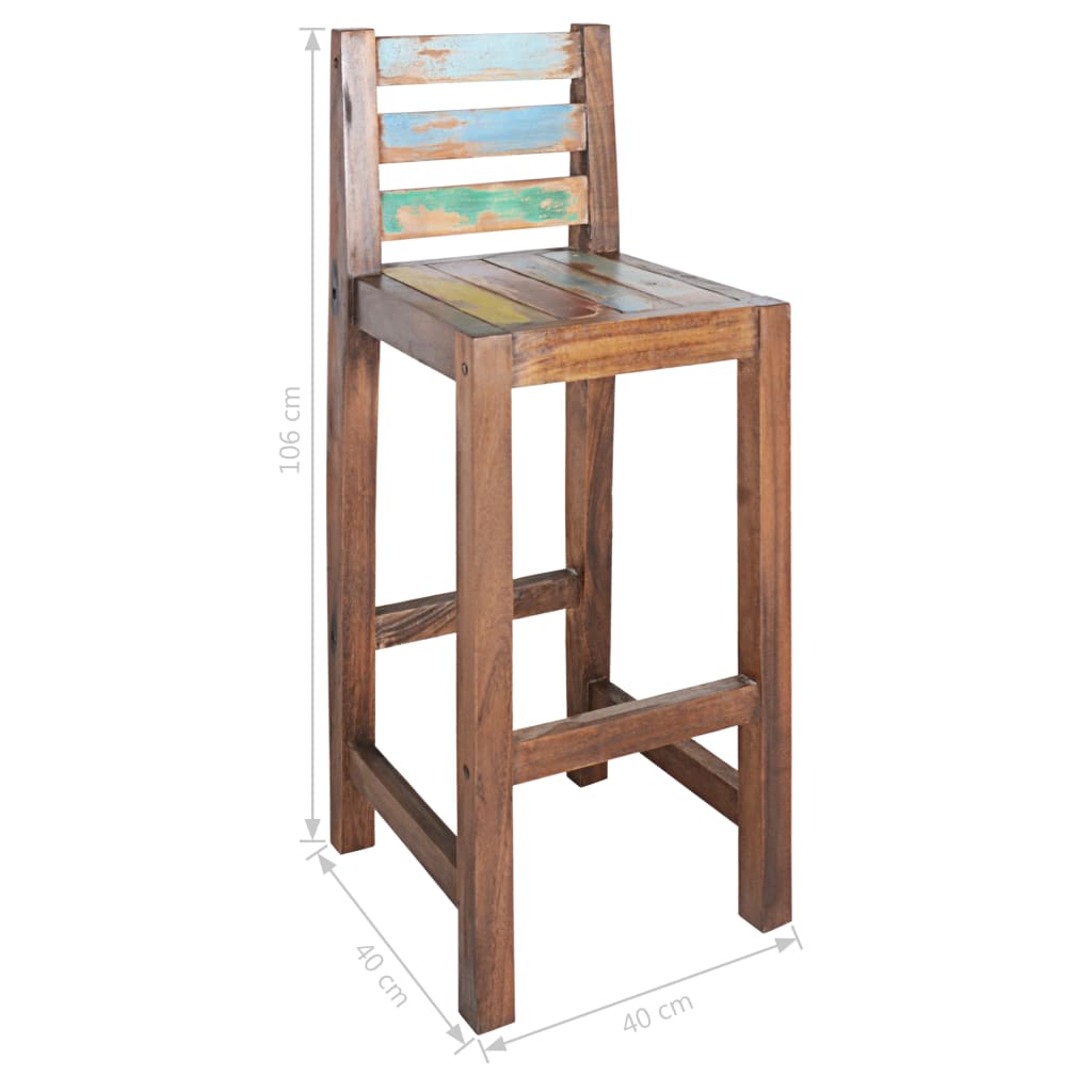 Bar Stools 2 pcs Solid Reclaimed Wood- Table & Bar Stools - HomeShopIreland - Home Shop Ireland - Table & Bar Stools - Bar Stools 2 pcs Solid Reclaimed Wood