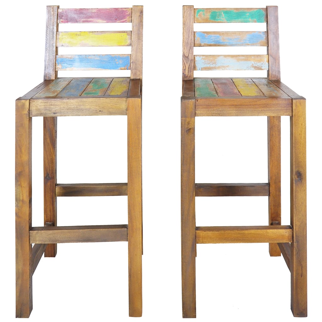 Bar Stools 2 pcs Solid Reclaimed Wood- Table & Bar Stools - HomeShopIreland - Home Shop Ireland - Table & Bar Stools - Bar Stools 2 pcs Solid Reclaimed Wood
