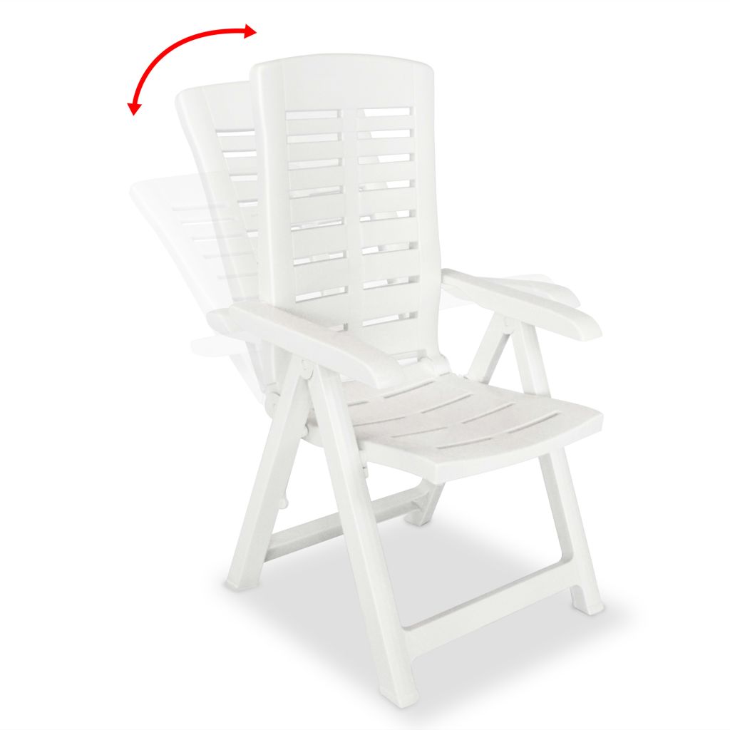 Reclining Garden Chairs 4 pcs Plastic White- Outdoor Chairs - HomeShopIreland - Home Shop Ireland - Outdoor Chairs - Reclining Garden Chairs 4 pcs Plastic White