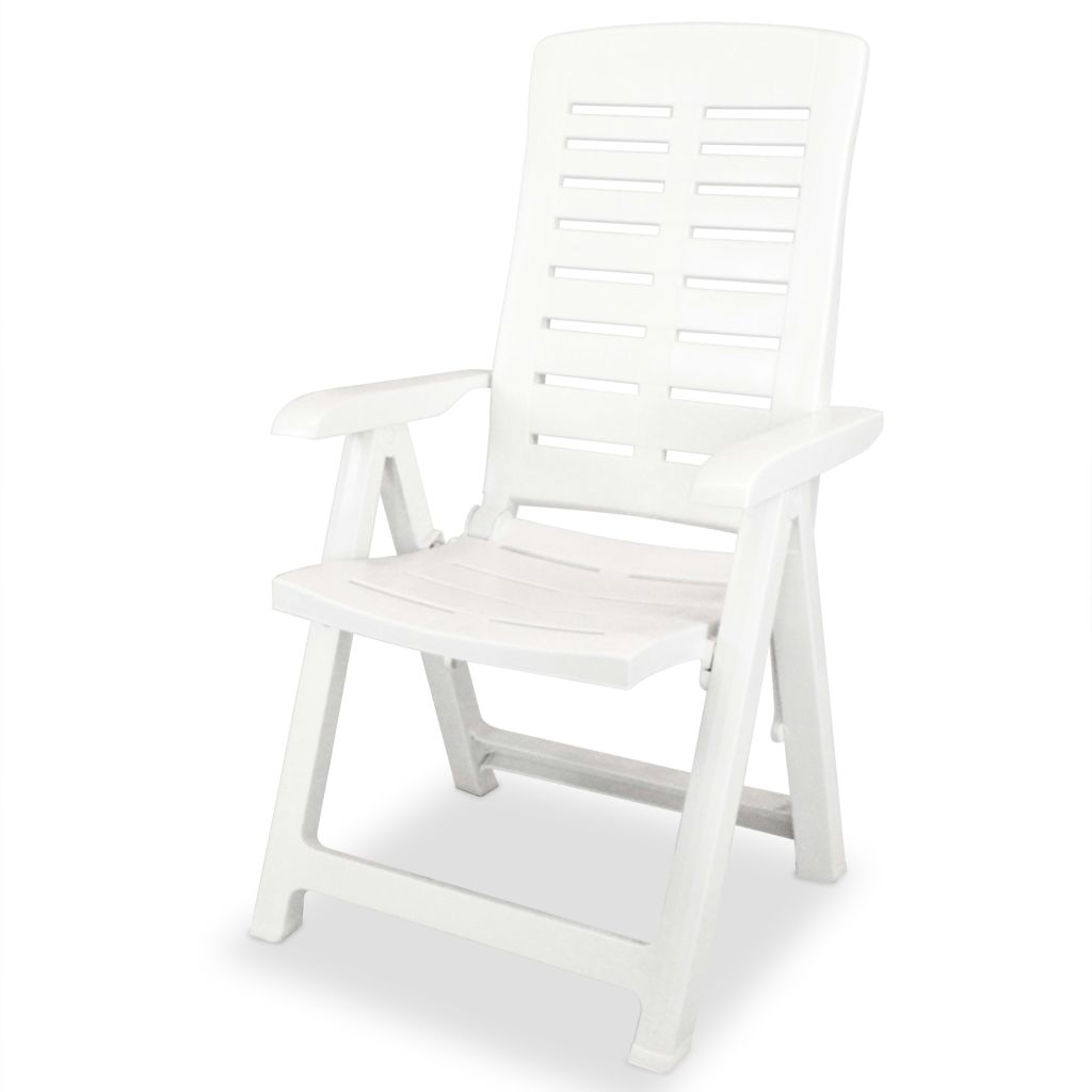 Reclining Garden Chairs 4 pcs Plastic White- Outdoor Chairs - HomeShopIreland - Home Shop Ireland - Outdoor Chairs - Reclining Garden Chairs 4 pcs Plastic White