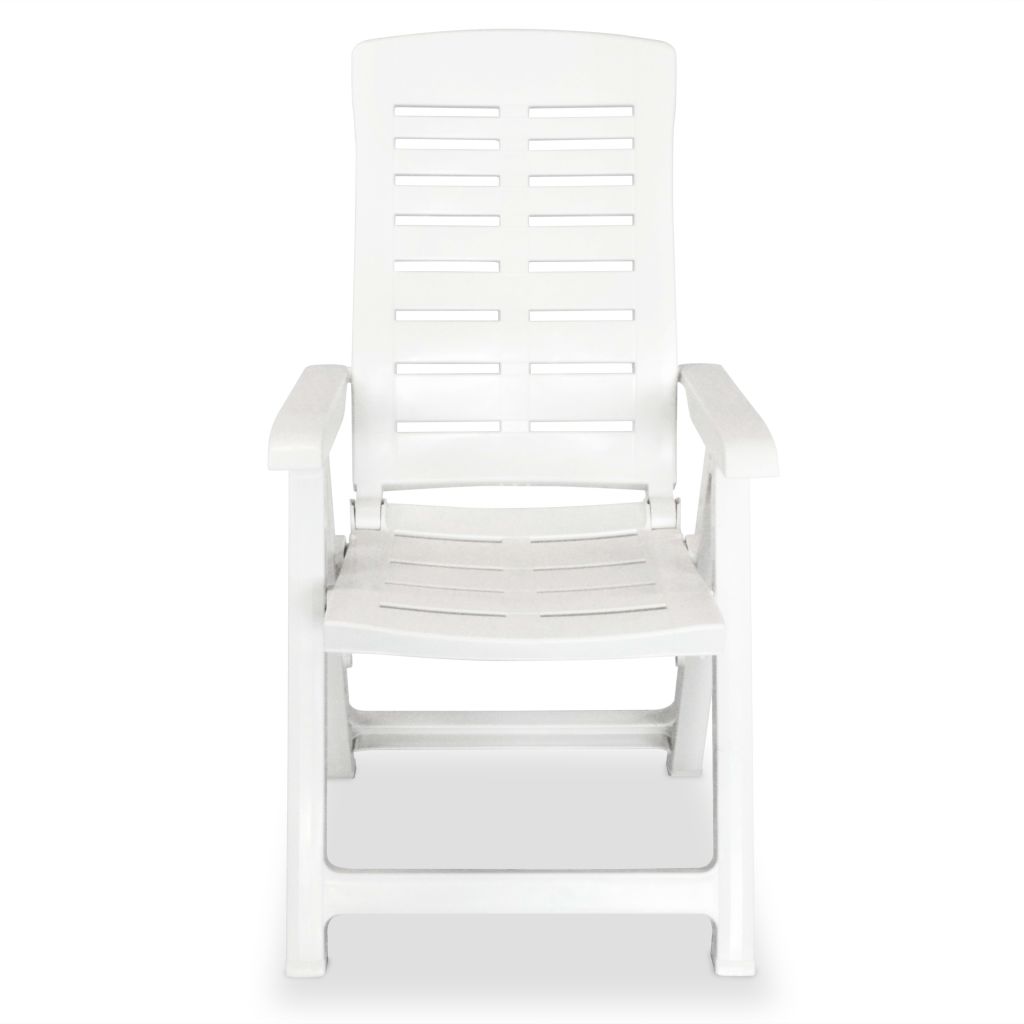 Reclining Garden Chairs 4 pcs Plastic White- Outdoor Chairs - HomeShopIreland - Home Shop Ireland - Outdoor Chairs - Reclining Garden Chairs 4 pcs Plastic White