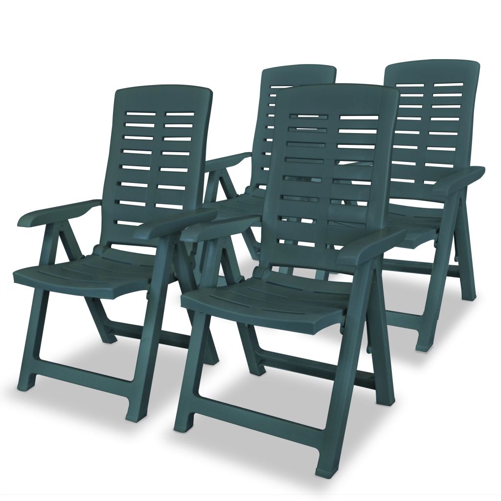 Reclining Garden Chairs 4 pcs Plastic Green- Outdoor Chairs - HomeShopIreland - Home Shop Ireland - Outdoor Chairs - Reclining Garden Chairs 4 pcs Plastic Green