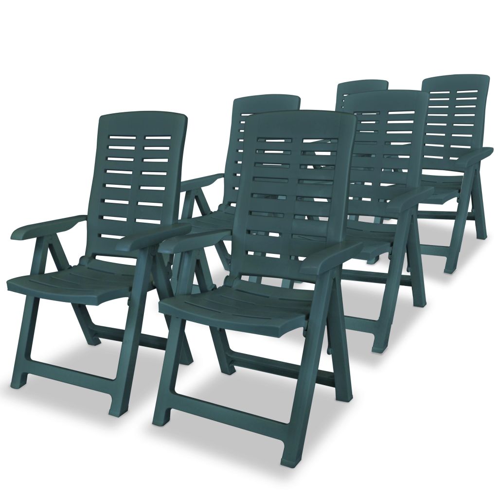 Reclining Garden Chairs 6 pcs Plastic Green- Outdoor Chairs - HomeShopIreland - Home Shop Ireland - Outdoor Chairs - Reclining Garden Chairs 6 pcs Plastic Green