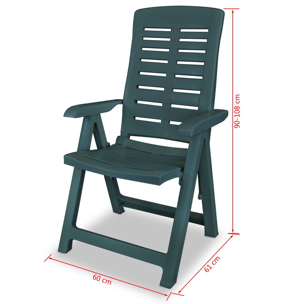 Reclining Garden Chairs 6 pcs Plastic Green- Outdoor Chairs - HomeShopIreland - Home Shop Ireland - Outdoor Chairs - Reclining Garden Chairs 6 pcs Plastic Green