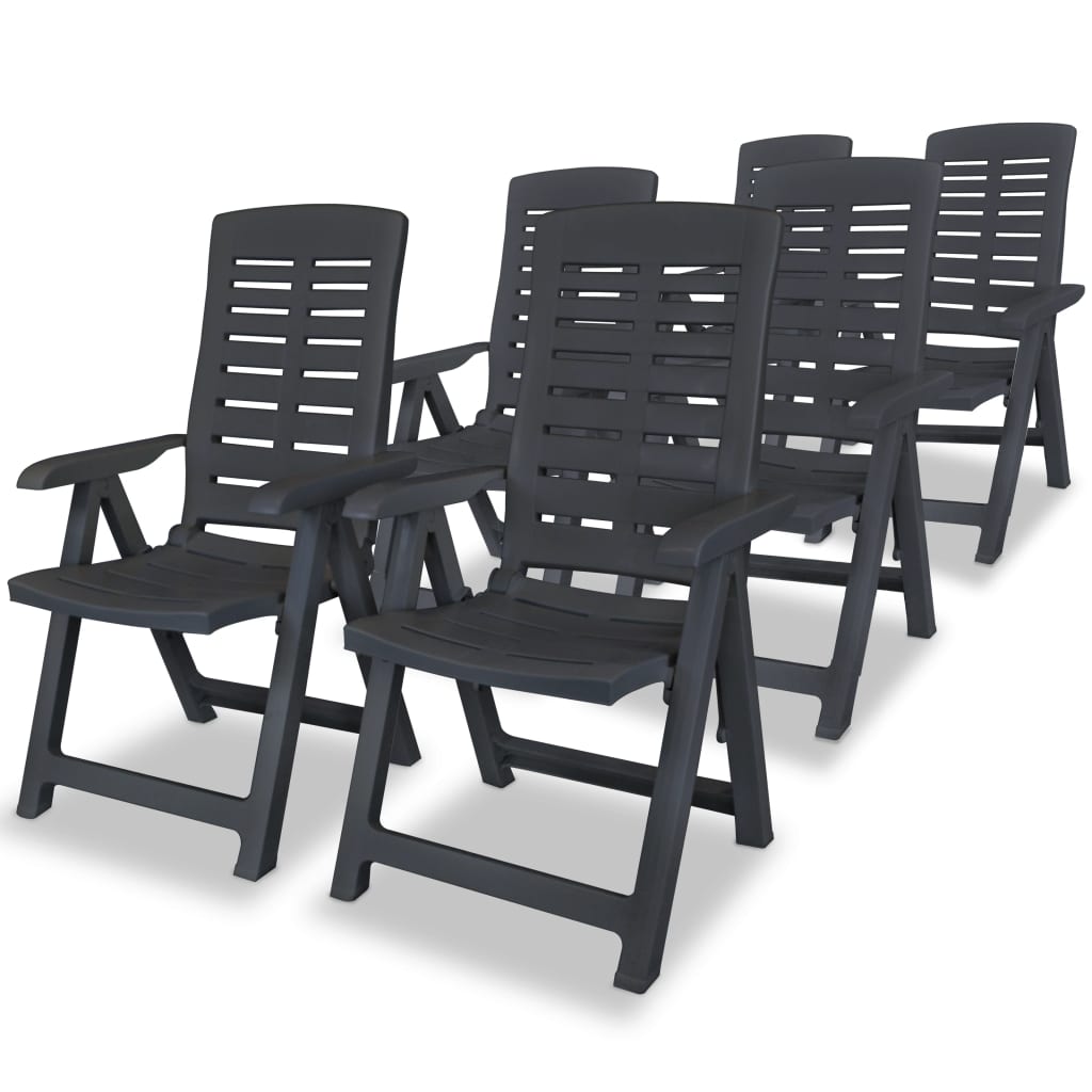 Reclining Garden Chairs 6 pcs Plastic Anthracite- Outdoor Chairs - HomeShopIreland - Home Shop Ireland - Outdoor Chairs - Reclining Garden Chairs 6 pcs Plastic Anthracite