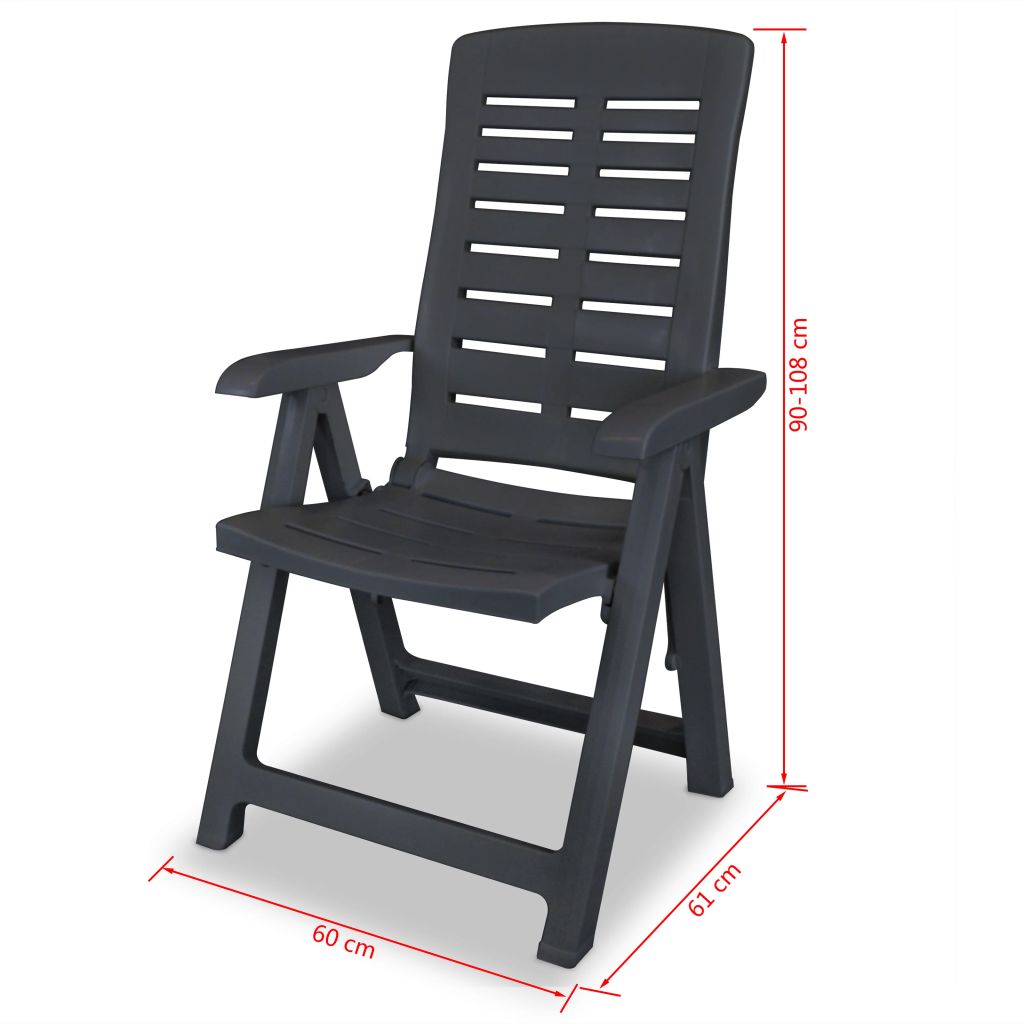 Reclining Garden Chairs 6 pcs Plastic Anthracite- Outdoor Chairs - HomeShopIreland - Home Shop Ireland - Outdoor Chairs - Reclining Garden Chairs 6 pcs Plastic Anthracite