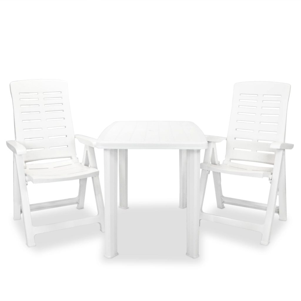 3 Piece Bistro Set Plastic White- Outdoor Furniture Sets - HomeShopIreland - Home Shop Ireland - Outdoor Furniture Sets - 3 Piece Bistro Set Plastic White