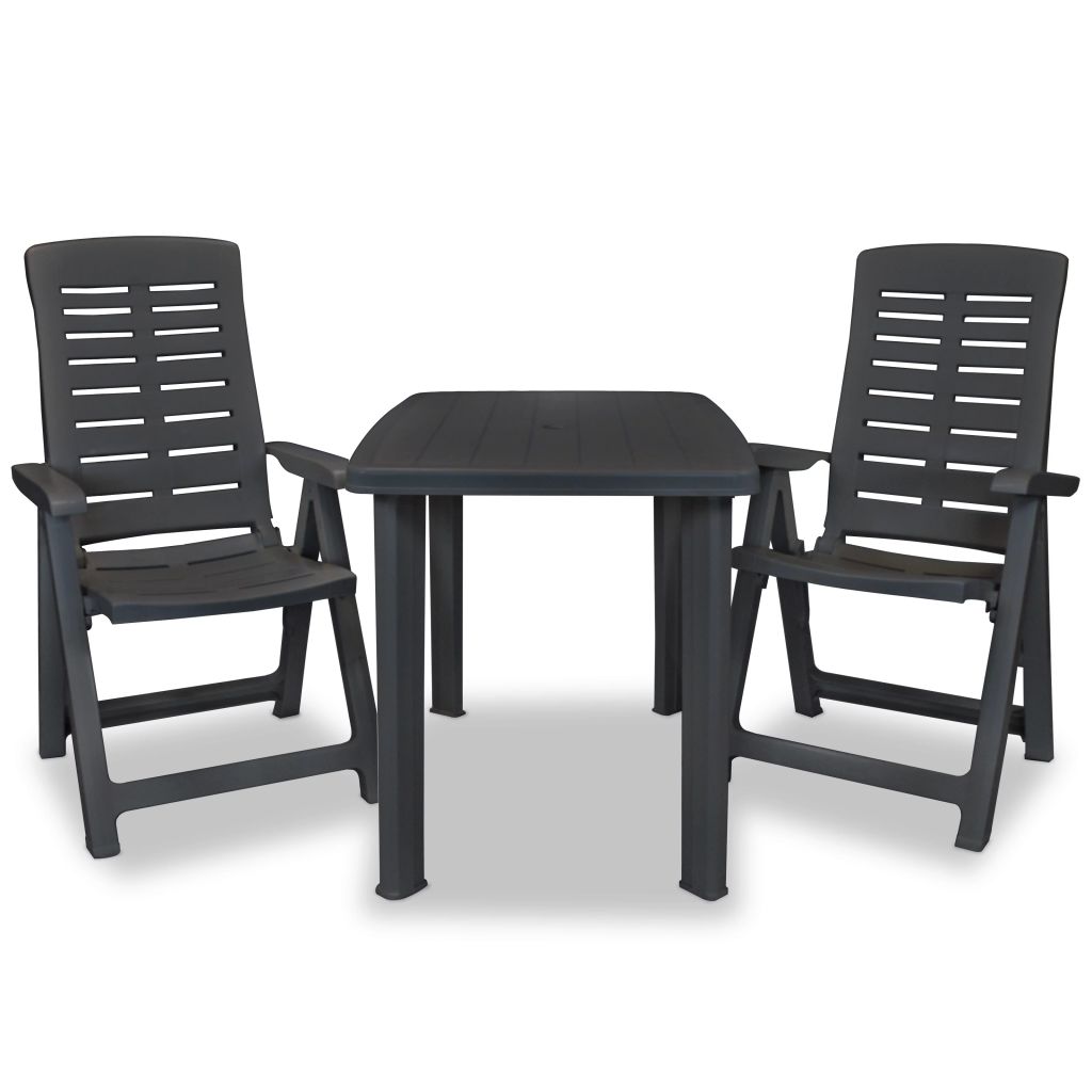 3 Piece Bistro Set Plastic Anthracite- Outdoor Furniture Sets - HomeShopIreland - Home Shop Ireland - Outdoor Furniture Sets - 3 Piece Bistro Set Plastic Anthracite