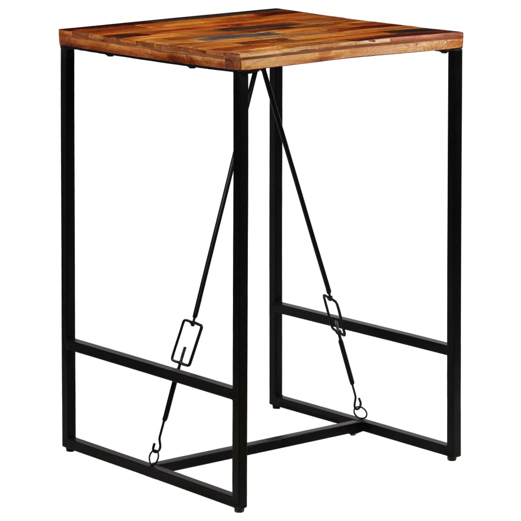 Bar Set 3 Pieces Solid Reclaimed Wood and Genuine Goat Leather- Kitchen & Dining Furniture Sets - HomeShopIreland - Home Shop Ireland - Kitchen & Dining Furniture Sets - Bar Set 3 Pieces Solid Reclaimed Wood and Genuine Goat Leather