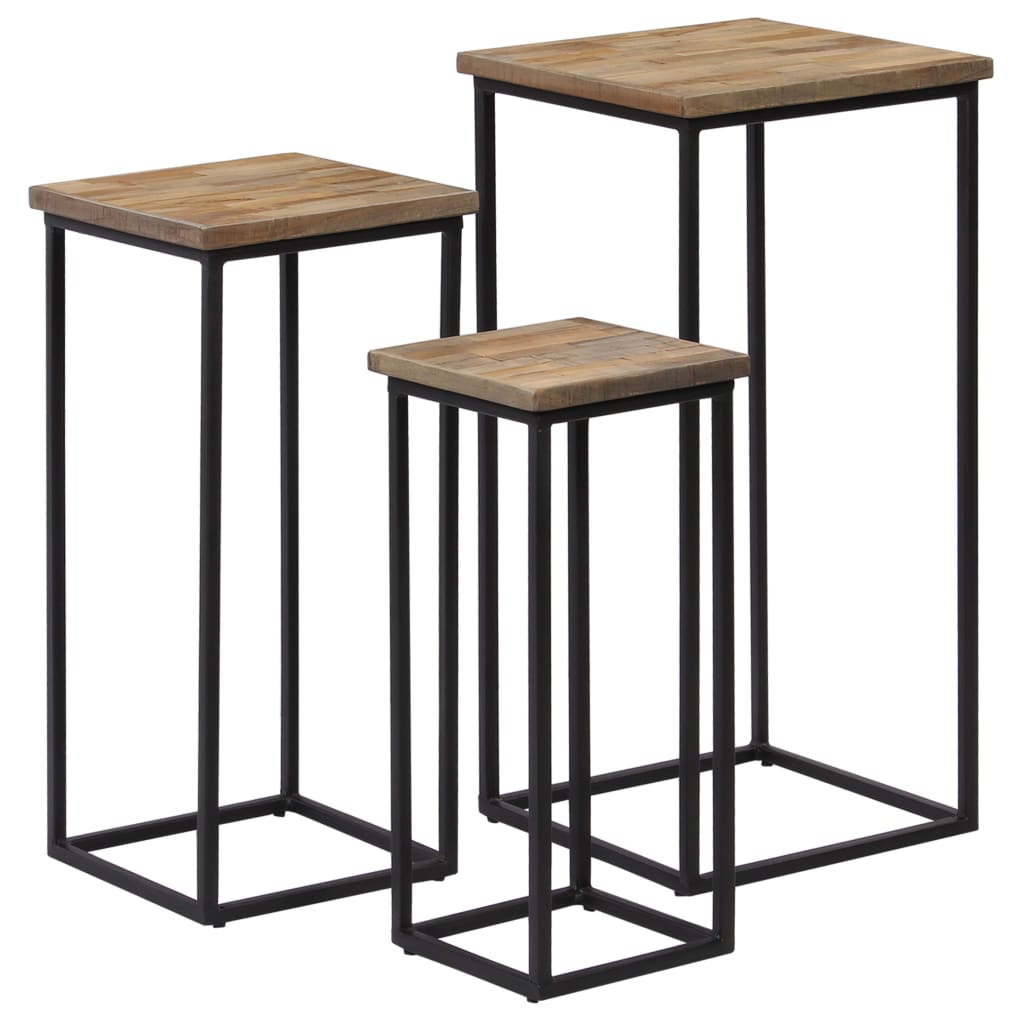 3 Piece Plant Table Set Reclaimed Teak- End Tables - HomeShopIreland - Home Shop Ireland - End Tables - 3 Piece Plant Table Set Reclaimed Teak
