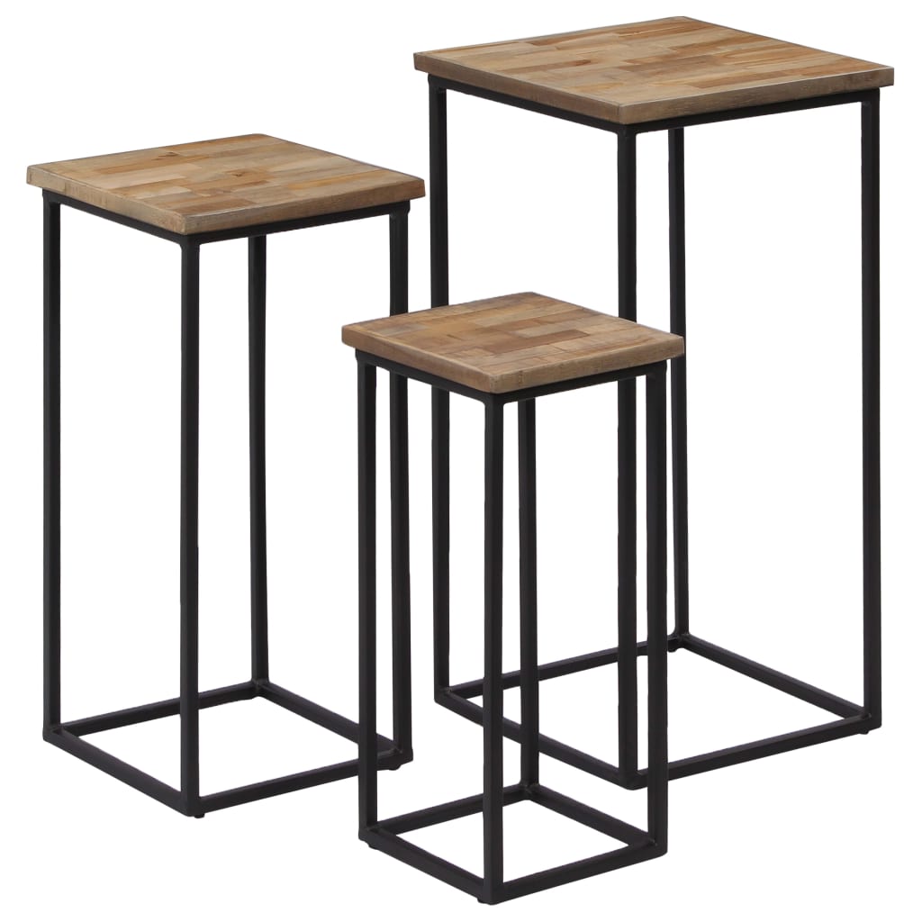 3 Piece Plant Table Set Reclaimed Teak- End Tables - HomeShopIreland - Home Shop Ireland - End Tables - 3 Piece Plant Table Set Reclaimed Teak