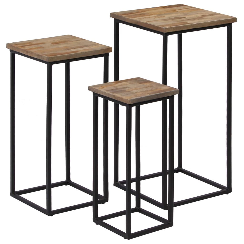 3 Piece Plant Table Set Reclaimed Teak- End Tables - HomeShopIreland - Home Shop Ireland - End Tables - 3 Piece Plant Table Set Reclaimed Teak