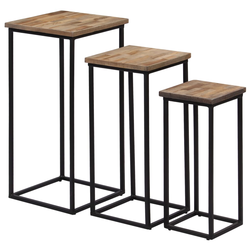 3 Piece Plant Table Set Reclaimed Teak- End Tables - HomeShopIreland - Home Shop Ireland - End Tables - 3 Piece Plant Table Set Reclaimed Teak