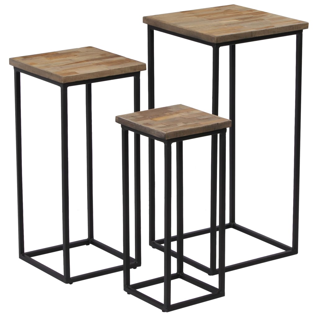 3 Piece Plant Table Set Reclaimed Teak- End Tables - HomeShopIreland - Home Shop Ireland - End Tables - 3 Piece Plant Table Set Reclaimed Teak