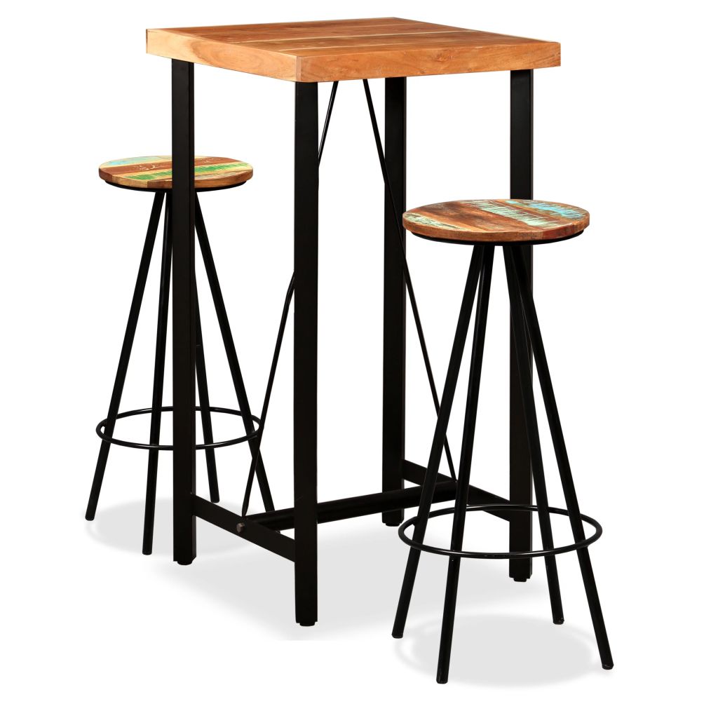 Bar Set 3 Pieces Solid Acacia and Reclaimed Wood- Kitchen & Dining Furniture Sets - HomeShopIreland - Home Shop Ireland - Kitchen & Dining Furniture Sets - Bar Set 3 Pieces Solid Acacia and Reclaimed Wood