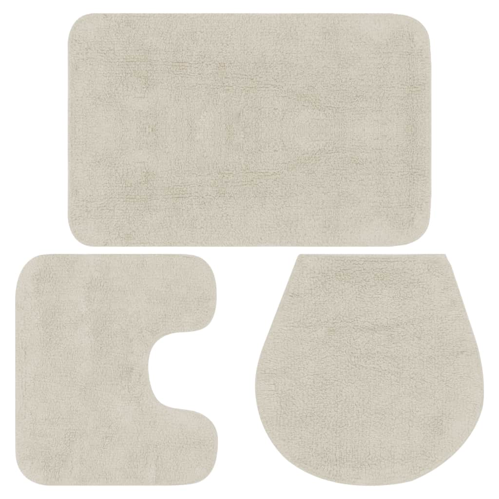 Bathroom Mat Set 3 Pieces Fabric White- Bath Mats & Rugs - HomeShopIreland - Home Shop Ireland - Bath Mats & Rugs - Bathroom Mat Set 3 Pieces Fabric White