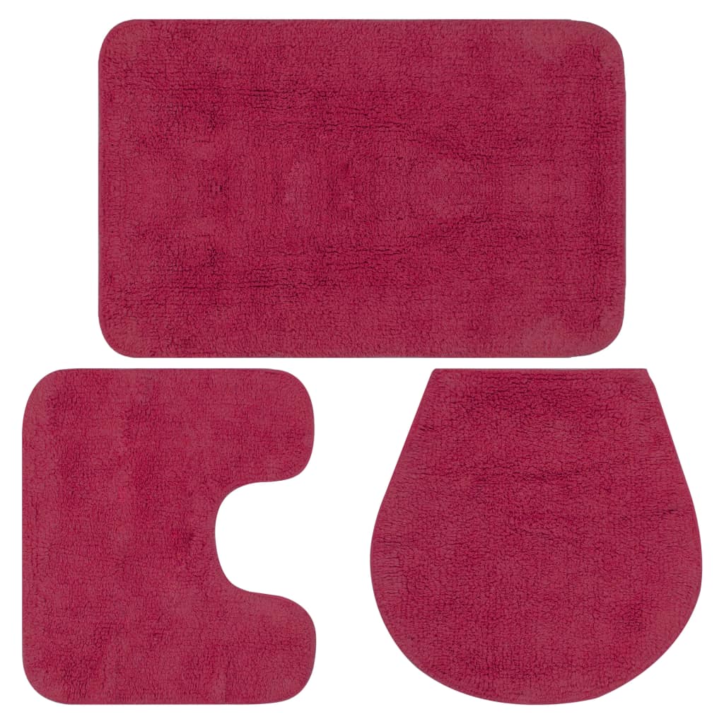 Bathroom Mat Set 3 Pieces Fabric Fuchsia- Bath Mats & Rugs - HomeShopIreland - Home Shop Ireland - Bath Mats & Rugs - Bathroom Mat Set 3 Pieces Fabric Fuchsia