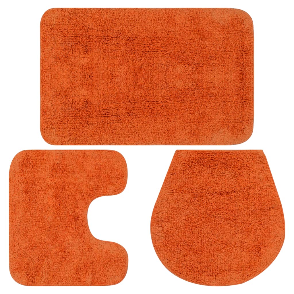 Bathroom Mat Set 3 Pieces Fabric Orange- Bath Mats & Rugs - HomeShopIreland - Home Shop Ireland - Bath Mats & Rugs - Bathroom Mat Set 3 Pieces Fabric Orange
