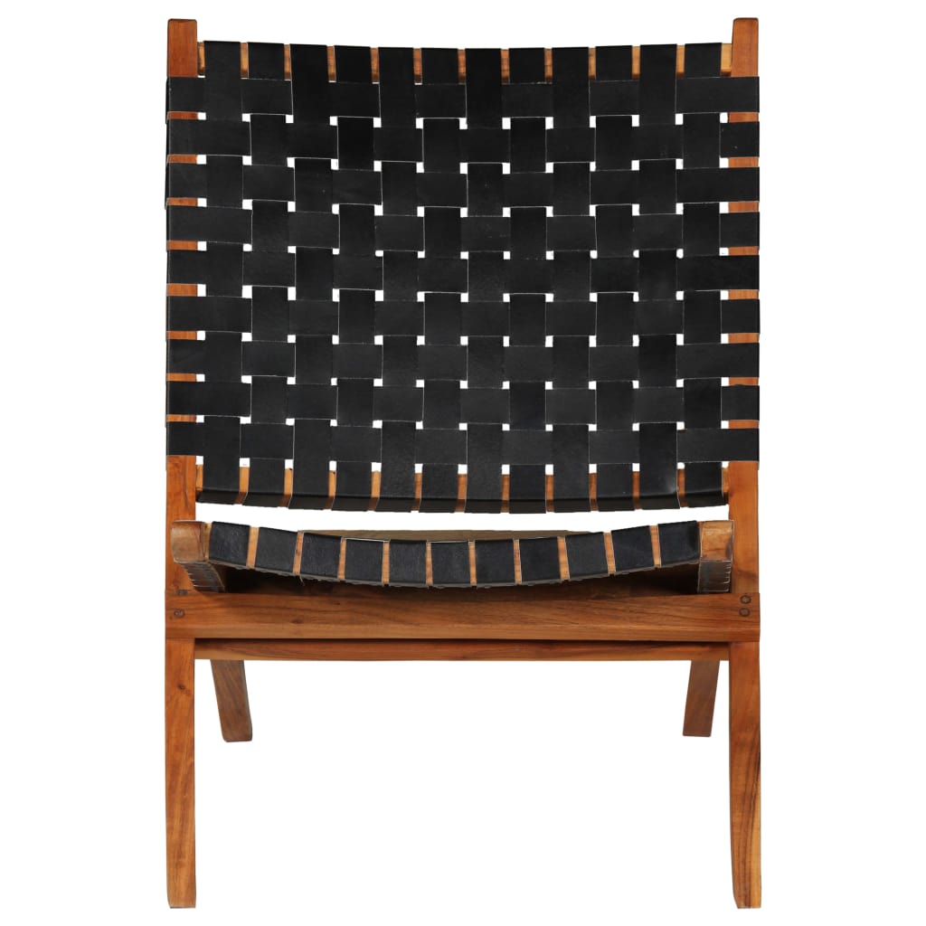 Folding Chair Crossed-Stripe Black Real Leather- Arm Chairs, Recliners & Sleeper Chairs - HomeShopIreland - Home Shop Ireland - Arm Chairs, Recliners & Sleeper Chairs - Folding Chair Crossed-Stripe Black Real Leather
