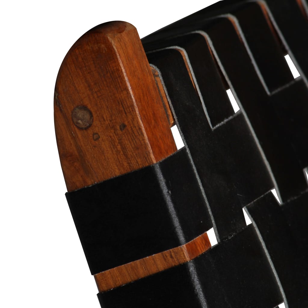 Folding Chair Crossed-Stripe Black Real Leather- Arm Chairs, Recliners & Sleeper Chairs - HomeShopIreland - Home Shop Ireland - Arm Chairs, Recliners & Sleeper Chairs - Folding Chair Crossed-Stripe Black Real Leather