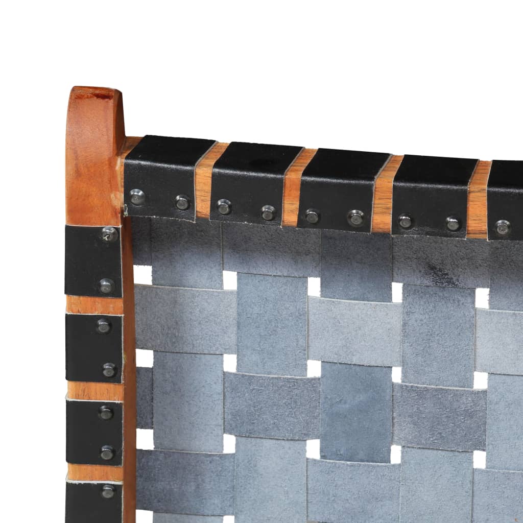 Folding Chair Crossed-Stripe Black Real Leather- Arm Chairs, Recliners & Sleeper Chairs - HomeShopIreland - Home Shop Ireland - Arm Chairs, Recliners & Sleeper Chairs - Folding Chair Crossed-Stripe Black Real Leather
