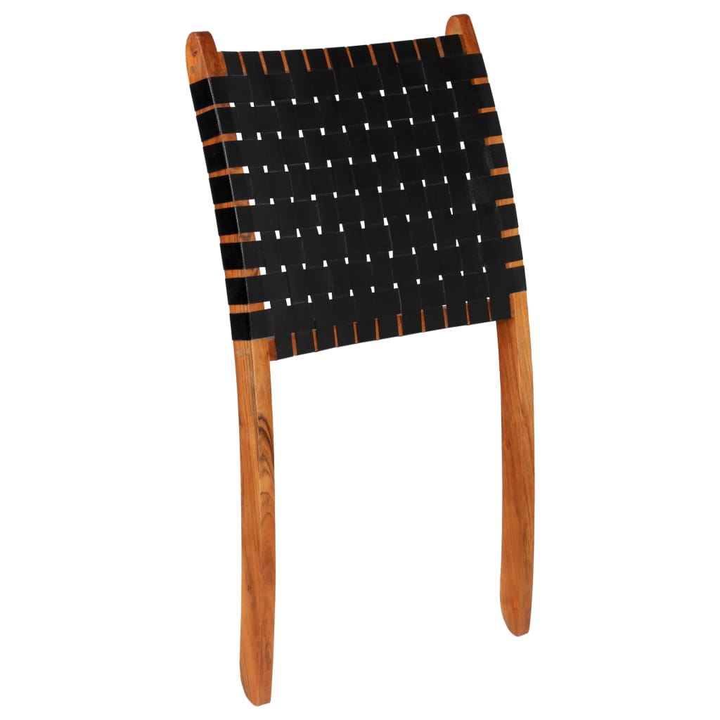 Folding Chair Crossed-Stripe Black Real Leather- Arm Chairs, Recliners & Sleeper Chairs - HomeShopIreland - Home Shop Ireland - Arm Chairs, Recliners & Sleeper Chairs - Folding Chair Crossed-Stripe Black Real Leather
