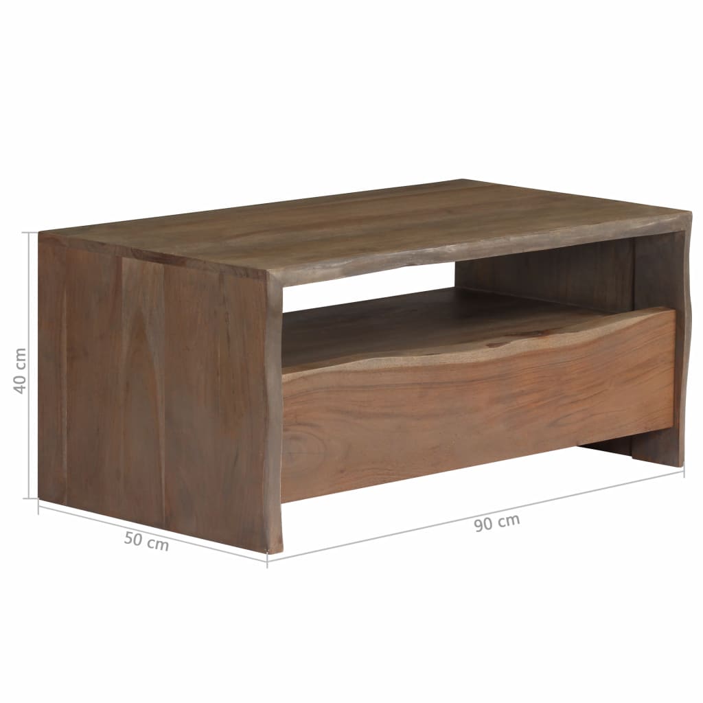 Coffee Table Solid Acacia Wood Live Edges 90x50x40 cm Grey- Coffee Tables - HomeShopIreland - Home Shop Ireland - Coffee Tables - Coffee Table Solid Acacia Wood Live Edges 90x50x40 cm Grey