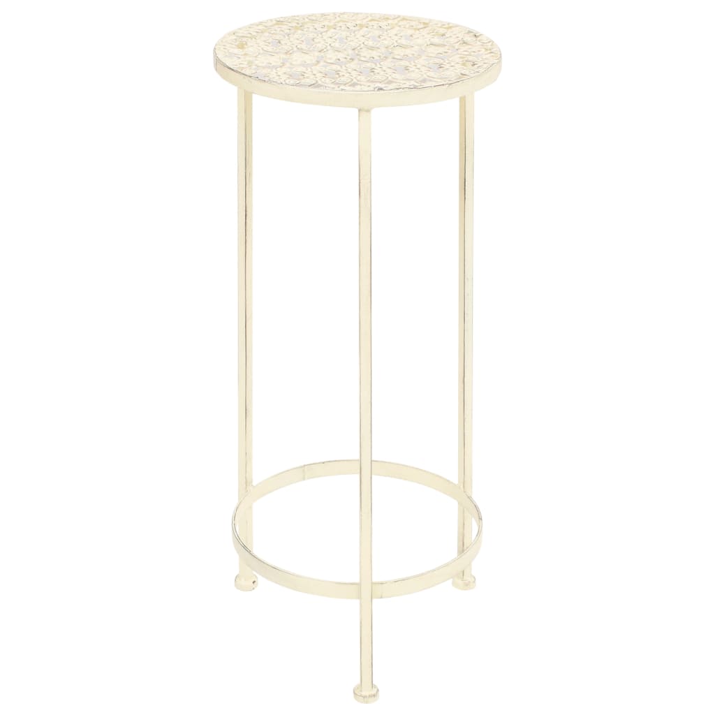 Plant Stand Set 3 Pieces Vintage Style Metal Antique White- Plant Stands - HomeShopIreland - Home Shop Ireland - Plant Stands - Plant Stand Set 3 Pieces Vintage Style Metal Antique White