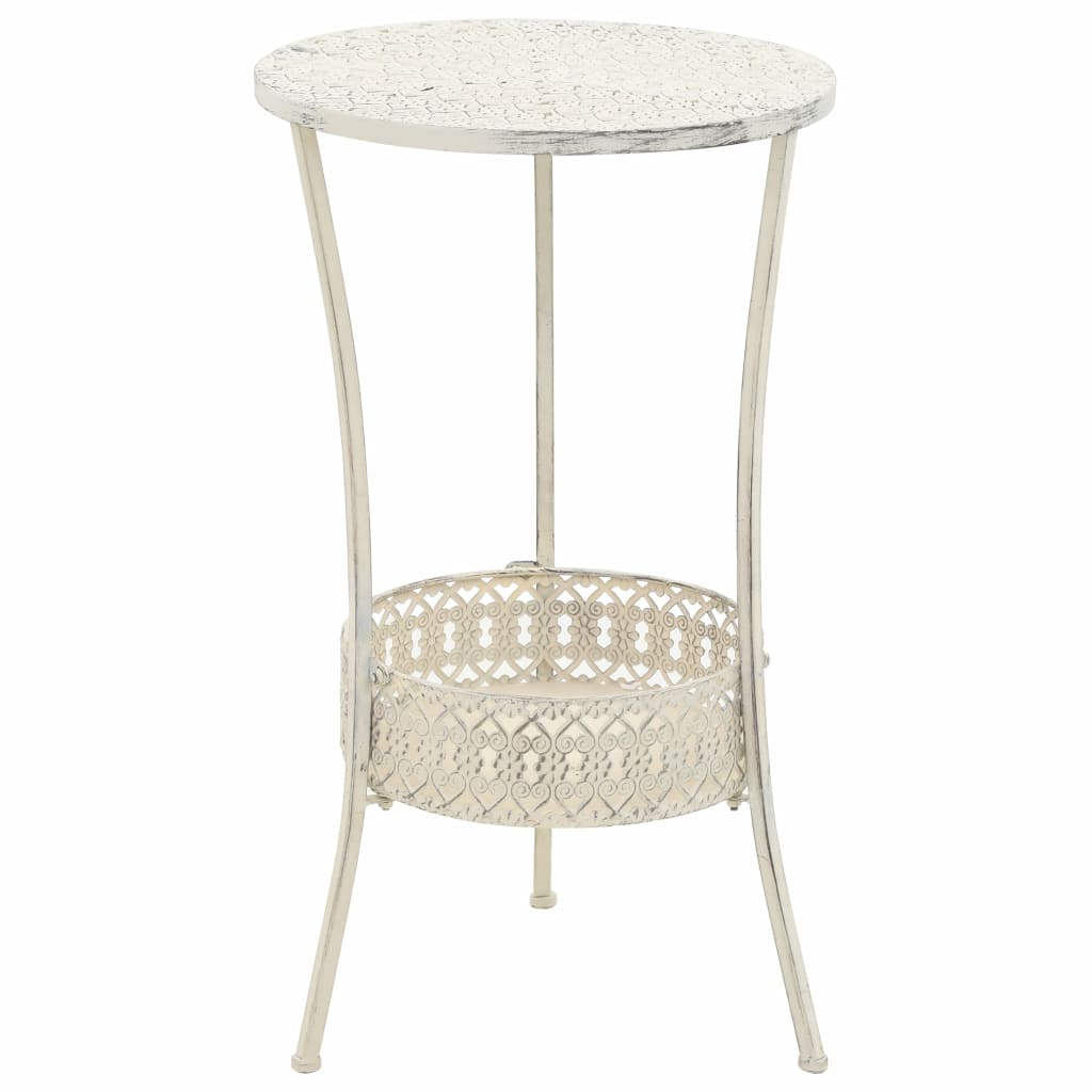 Bistro Table Vintage Style Round Metal 40x70 cm White- Kitchen & Dining Room Tables - HomeShopIreland - Home Shop Ireland - Kitchen & Dining Room Tables - Bistro Table Vintage Style Round Metal 40x70 cm White