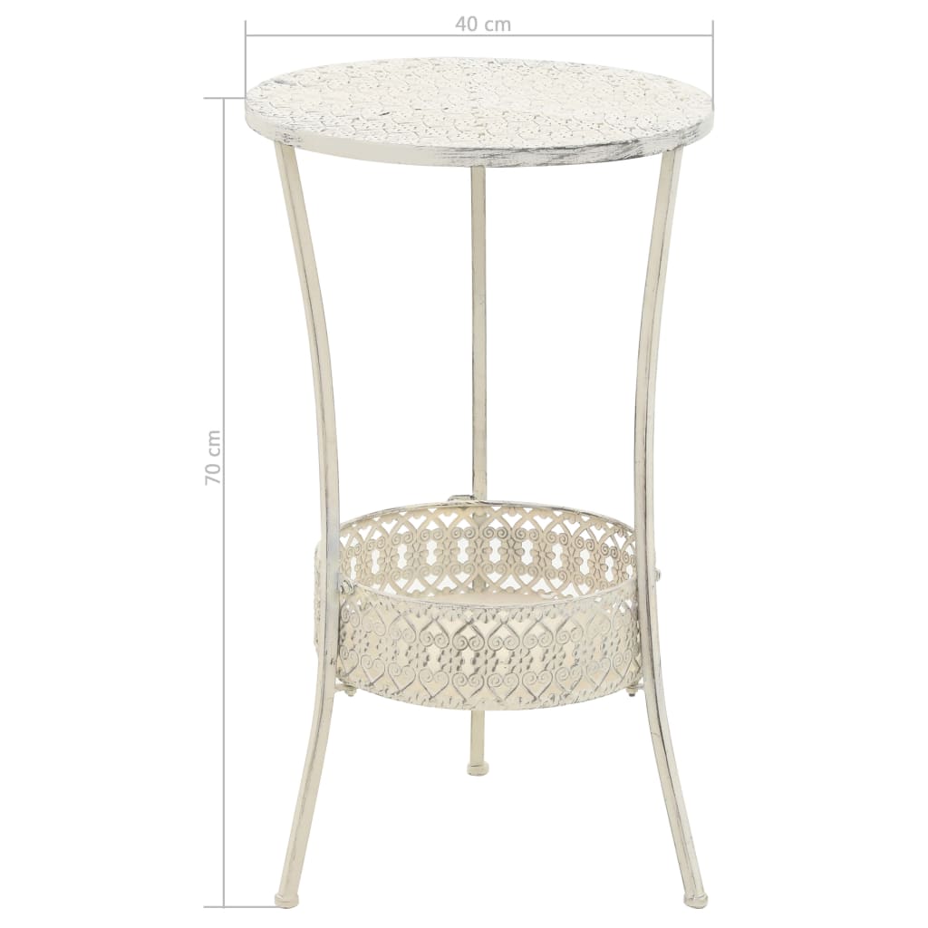 Bistro Table Vintage Style Round Metal 40x70 cm White- Kitchen & Dining Room Tables - HomeShopIreland - Home Shop Ireland - Kitchen & Dining Room Tables - Bistro Table Vintage Style Round Metal 40x70 cm White
