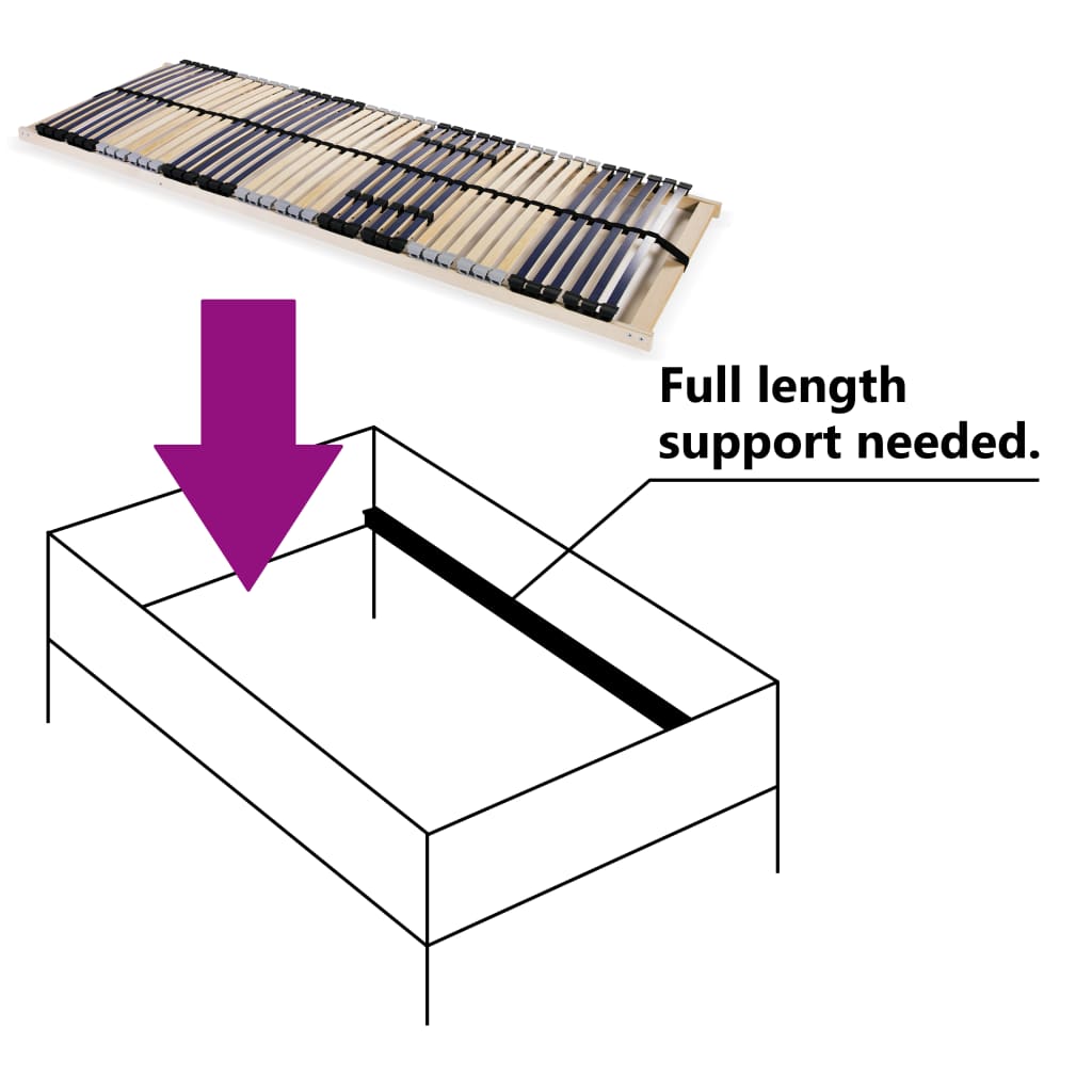 Slatted Bed Base with 42 Slats 7 Zones 90x200 cm- Beds & Bed Frames - HomeShopIreland - Home Shop Ireland - Beds & Bed Frames - Slatted Bed Base with 42 Slats 7 Zones 90x200 cm