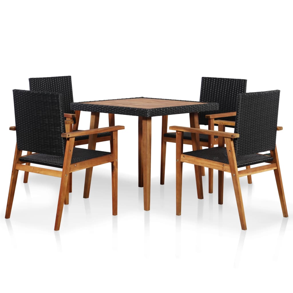 5 Piece Outdoor Dining Set Poly Rattan Black and Brown- Outdoor Furniture Sets - HomeShopIreland - Home Shop Ireland - Outdoor Furniture Sets - 5 Piece Outdoor Dining Set Poly Rattan Black and Brown