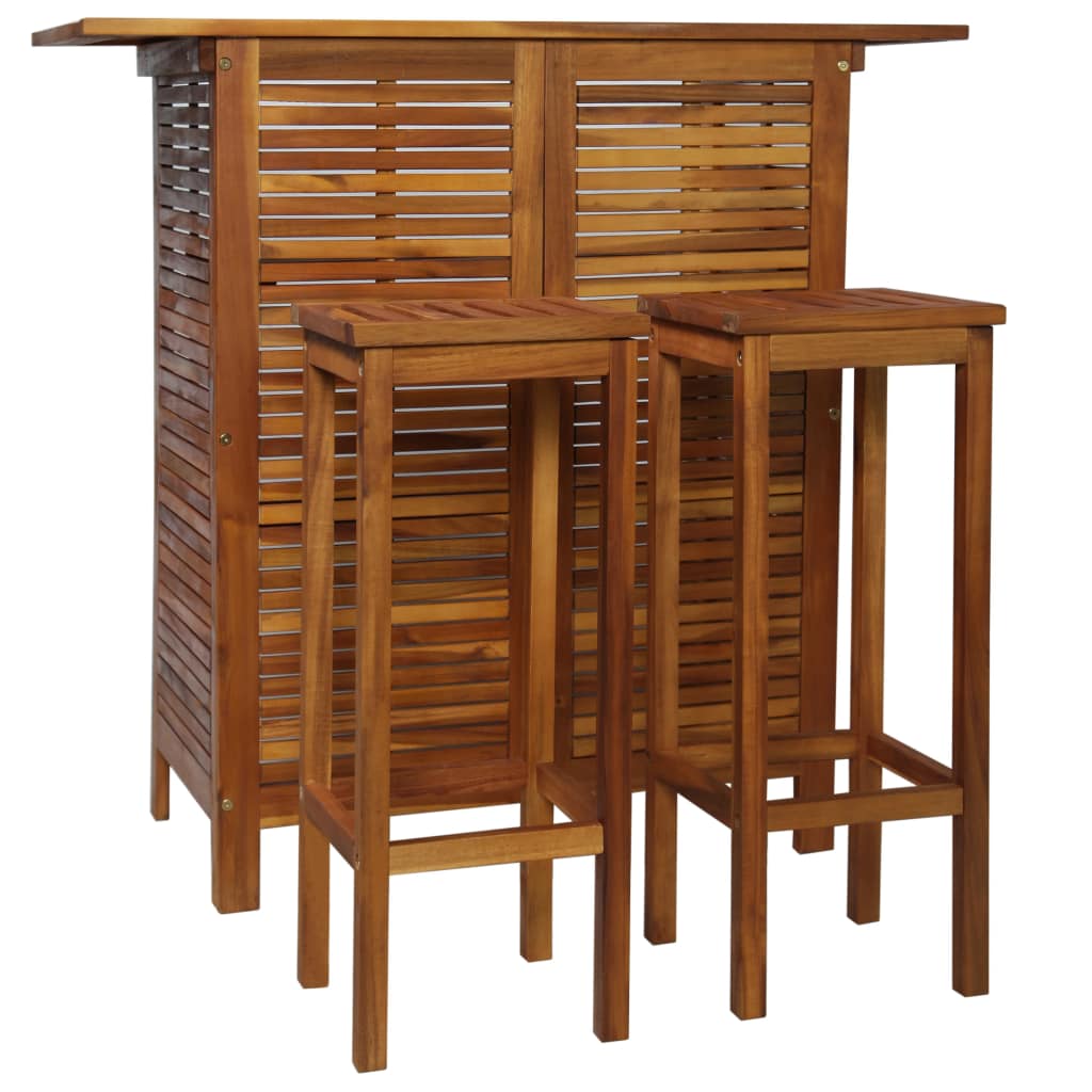 Bar Table and Chair Set 3 Pieces Solid Acacia Wood- Kitchen & Dining Furniture Sets - HomeShopIreland - Home Shop Ireland - Kitchen & Dining Furniture Sets - Bar Table and Chair Set 3 Pieces Solid Acacia Wood