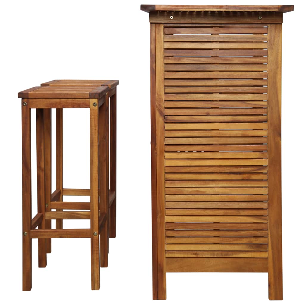 Bar Table and Chair Set 3 Pieces Solid Acacia Wood- Kitchen & Dining Furniture Sets - HomeShopIreland - Home Shop Ireland - Kitchen & Dining Furniture Sets - Bar Table and Chair Set 3 Pieces Solid Acacia Wood