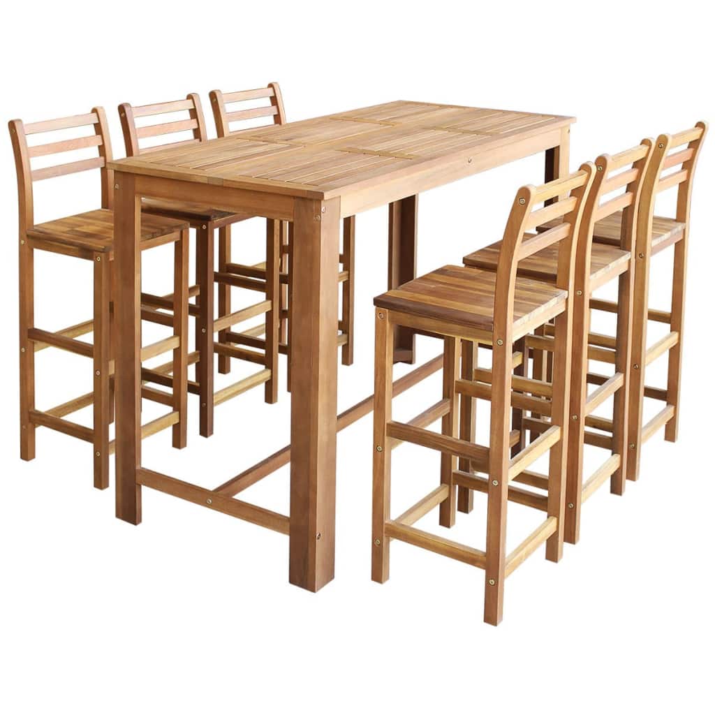 Bar Table and Chair Set 7 Pieces Solid Acacia Wood- Kitchen & Dining Furniture Sets - HomeShopIreland - Home Shop Ireland - Kitchen & Dining Furniture Sets - Bar Table and Chair Set 7 Pieces Solid Acacia Wood