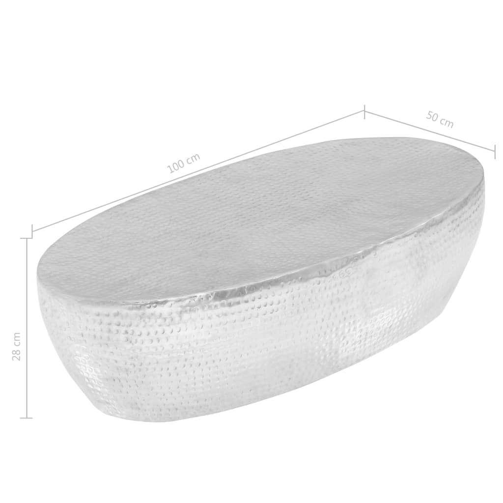 Coffee Table Hammered Silver 100x50x28 cm Aluminium- Coffee Tables - HomeShopIreland - Home Shop Ireland - Coffee Tables - Coffee Table Hammered Silver 100x50x28 cm Aluminium