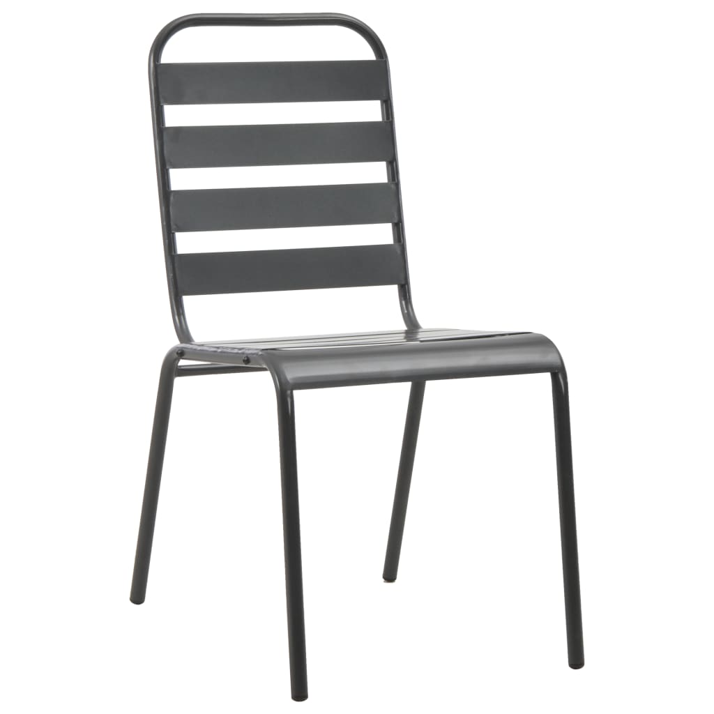 Stackable Outdoor Chairs 2 pcs Steel Grey- Outdoor Chairs - HomeShopIreland - Home Shop Ireland - Outdoor Chairs - Stackable Outdoor Chairs 2 pcs Steel Grey