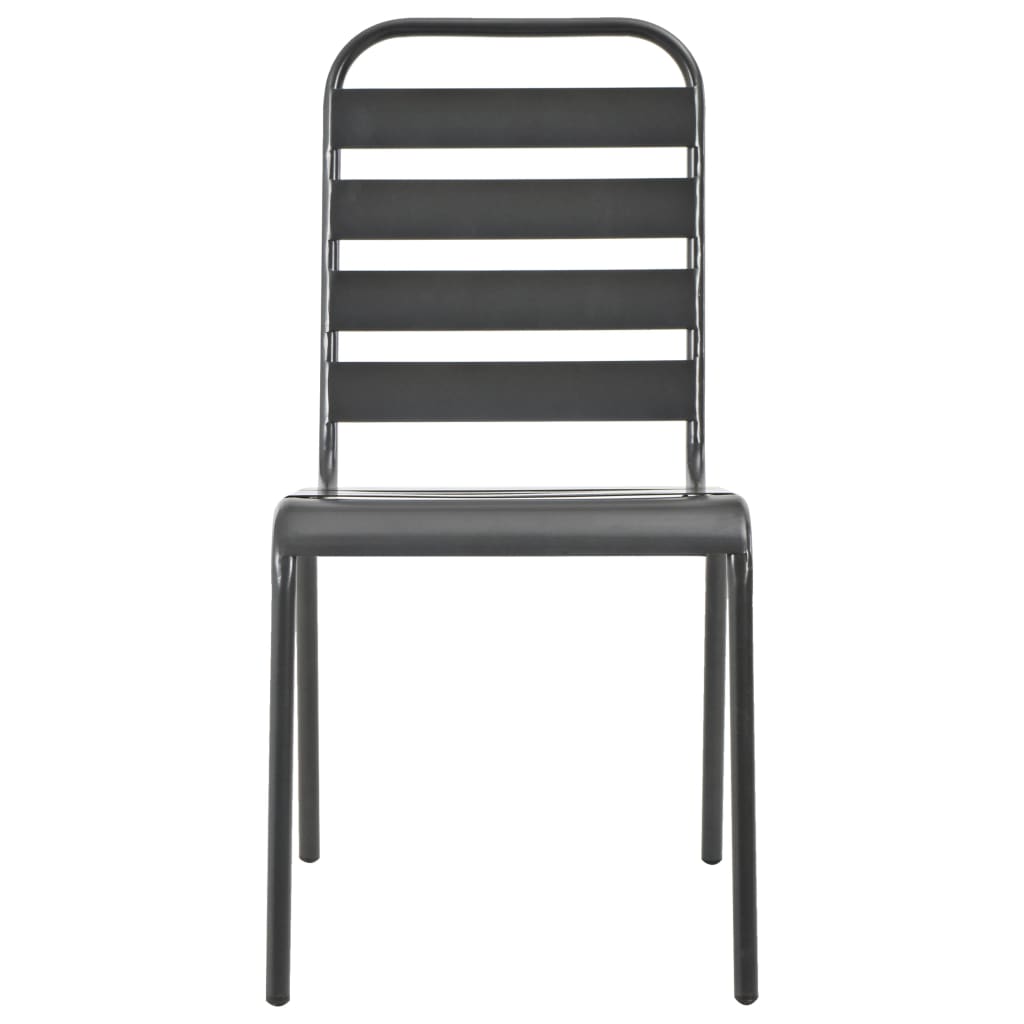 Stackable Outdoor Chairs 2 pcs Steel Grey- Outdoor Chairs - HomeShopIreland - Home Shop Ireland - Outdoor Chairs - Stackable Outdoor Chairs 2 pcs Steel Grey