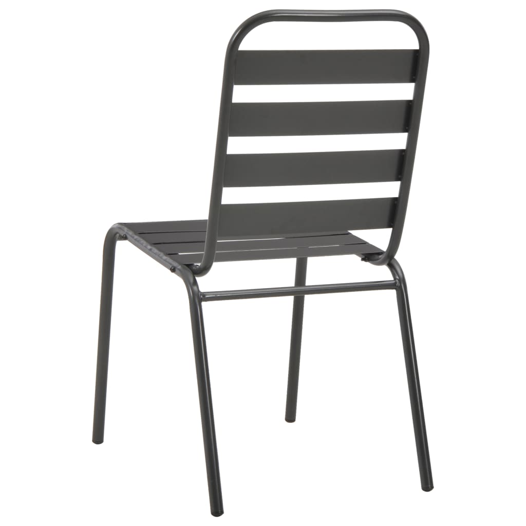 Stackable Outdoor Chairs 2 pcs Steel Grey- Outdoor Chairs - HomeShopIreland - Home Shop Ireland - Outdoor Chairs - Stackable Outdoor Chairs 2 pcs Steel Grey