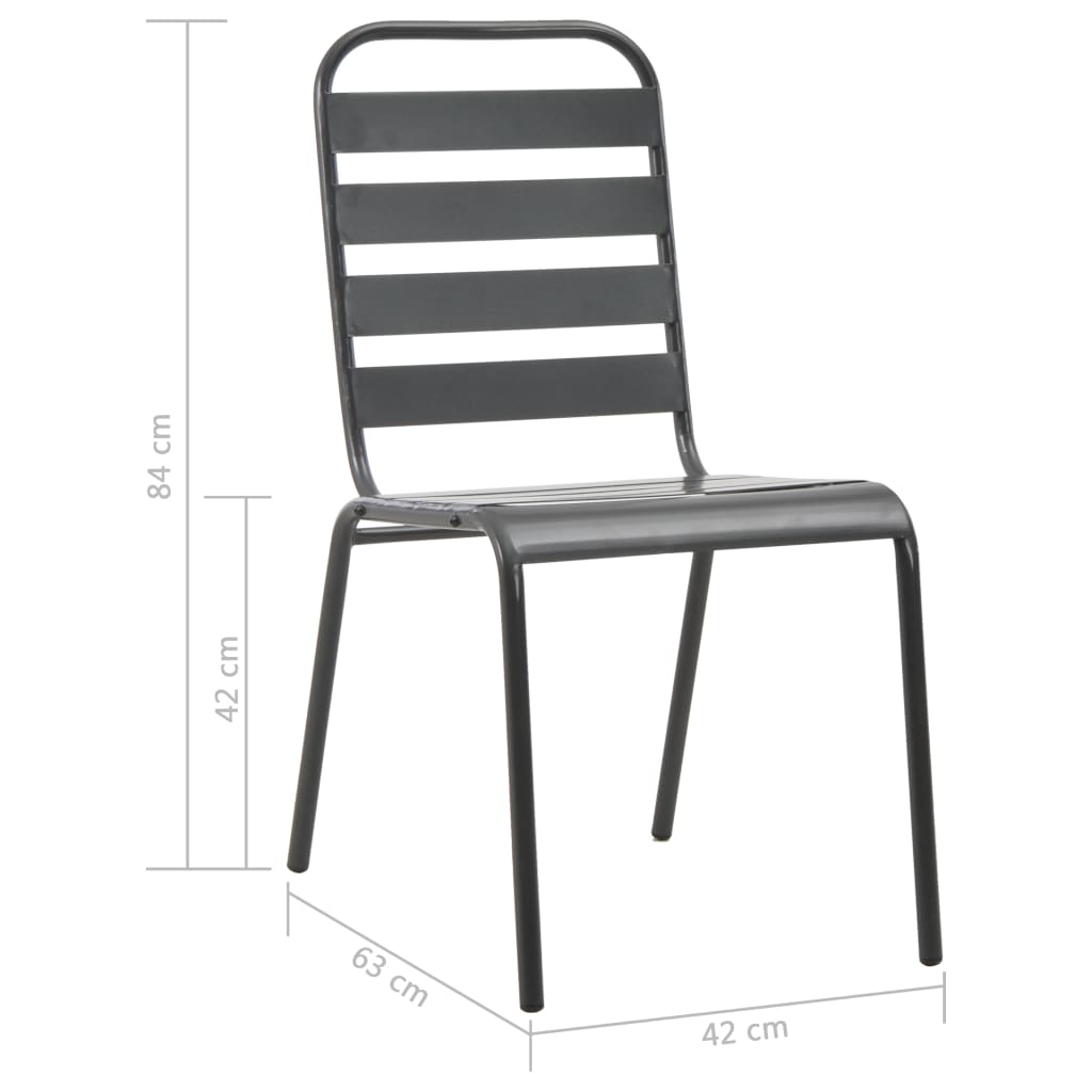 Stackable Outdoor Chairs 2 pcs Steel Grey- Outdoor Chairs - HomeShopIreland - Home Shop Ireland - Outdoor Chairs - Stackable Outdoor Chairs 2 pcs Steel Grey