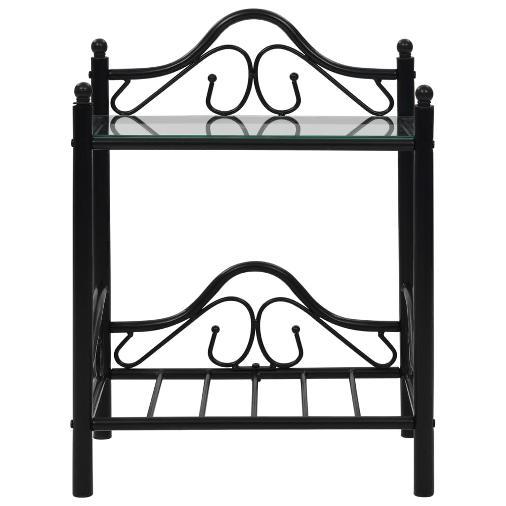 Bedside Table Steel and Tempered Glass 45x30.5x60 cm Black- Bedside Tables - HomeShopIreland - Home Shop Ireland - Bedside Tables - Bedside Table Steel and Tempered Glass 45x30.5x60 cm Black