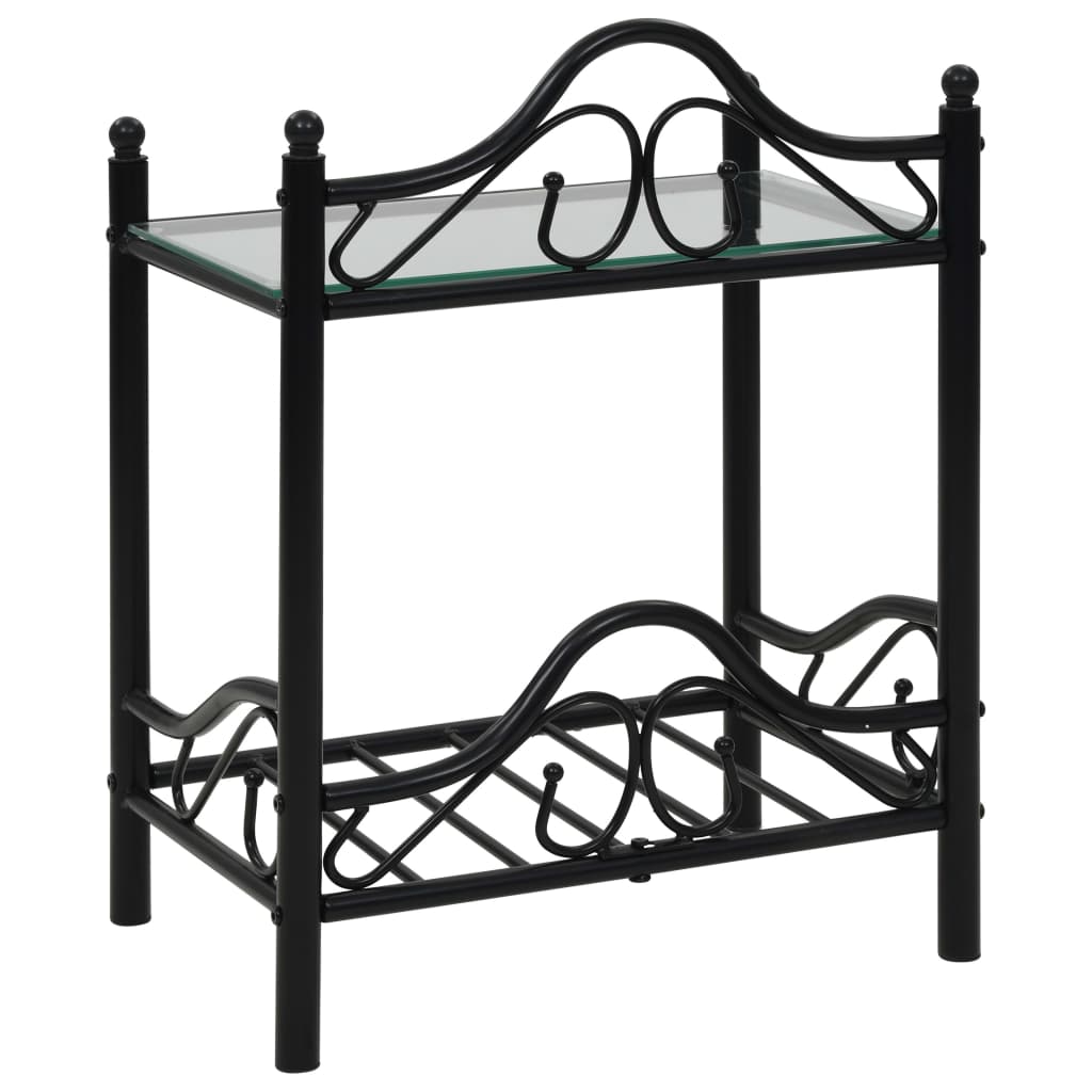 Bedside Table Steel and Tempered Glass 45x30.5x60 cm Black- Bedside Tables - HomeShopIreland - Home Shop Ireland - Bedside Tables - Bedside Table Steel and Tempered Glass 45x30.5x60 cm Black