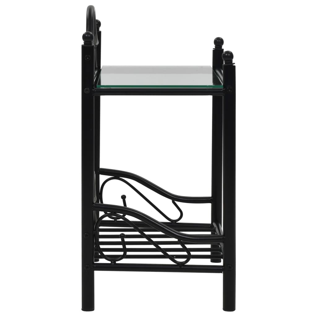 Bedside Table Steel and Tempered Glass 45x30.5x60 cm Black- Bedside Tables - HomeShopIreland - Home Shop Ireland - Bedside Tables - Bedside Table Steel and Tempered Glass 45x30.5x60 cm Black