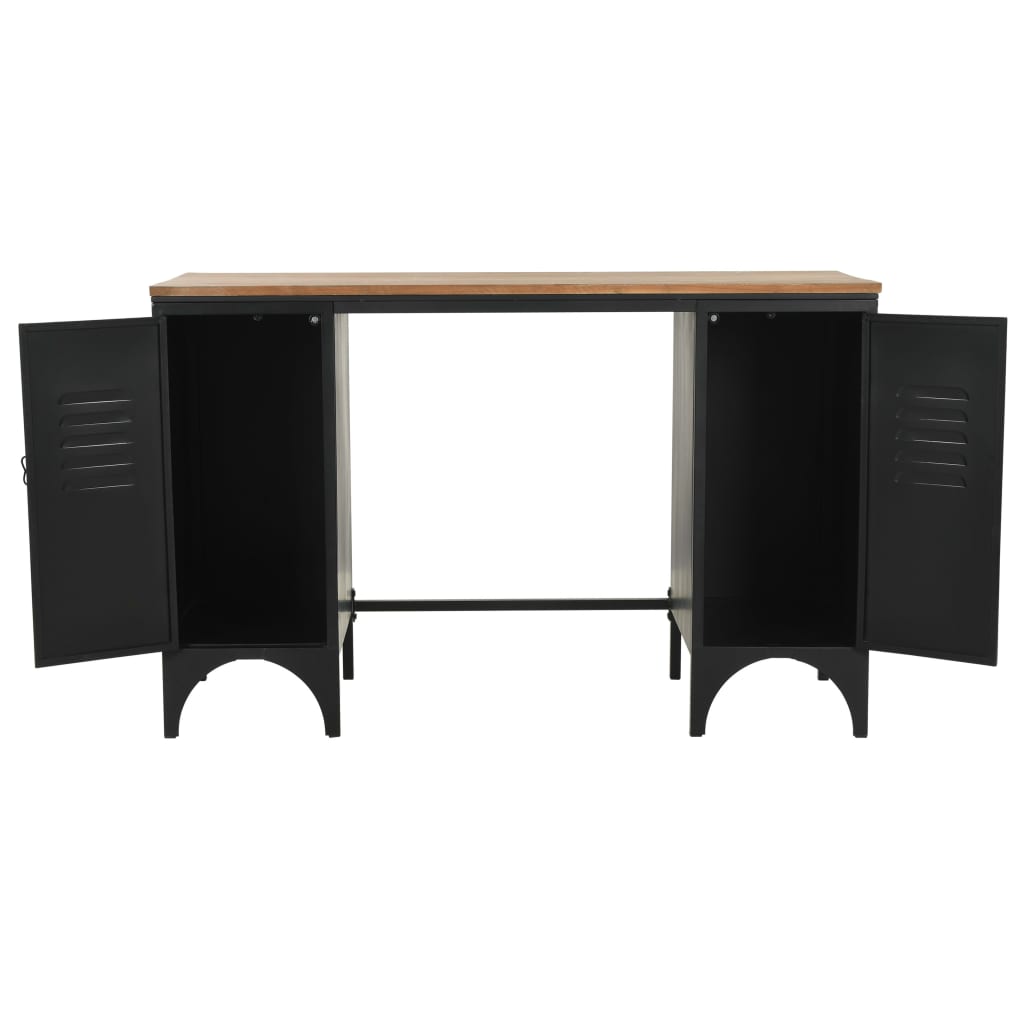 Double Pedestal Desk Solid Firwood and Steel 120x50x76 cm- Desks - HomeShopIreland - Home Shop Ireland - Desks - Double Pedestal Desk Solid Firwood and Steel 120x50x76 cm