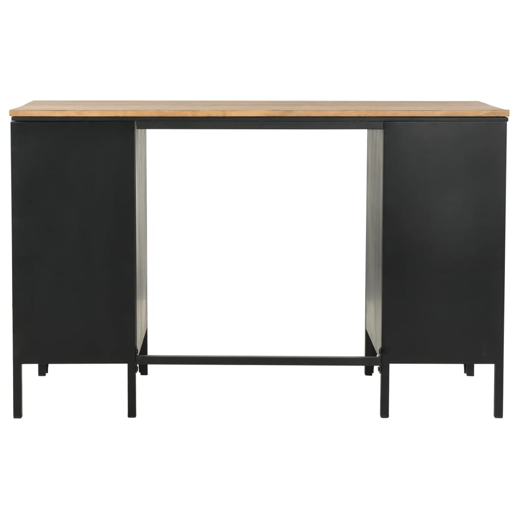 Double Pedestal Desk Solid Firwood and Steel 120x50x76 cm- Desks - HomeShopIreland - Home Shop Ireland - Desks - Double Pedestal Desk Solid Firwood and Steel 120x50x76 cm