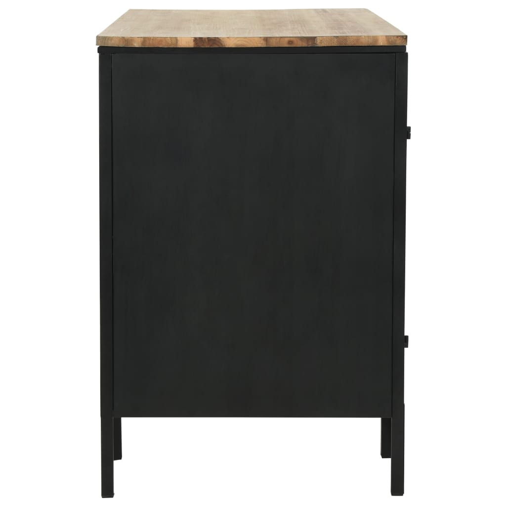 Double Pedestal Desk Solid Firwood and Steel 120x50x76 cm- Desks - HomeShopIreland - Home Shop Ireland - Desks - Double Pedestal Desk Solid Firwood and Steel 120x50x76 cm